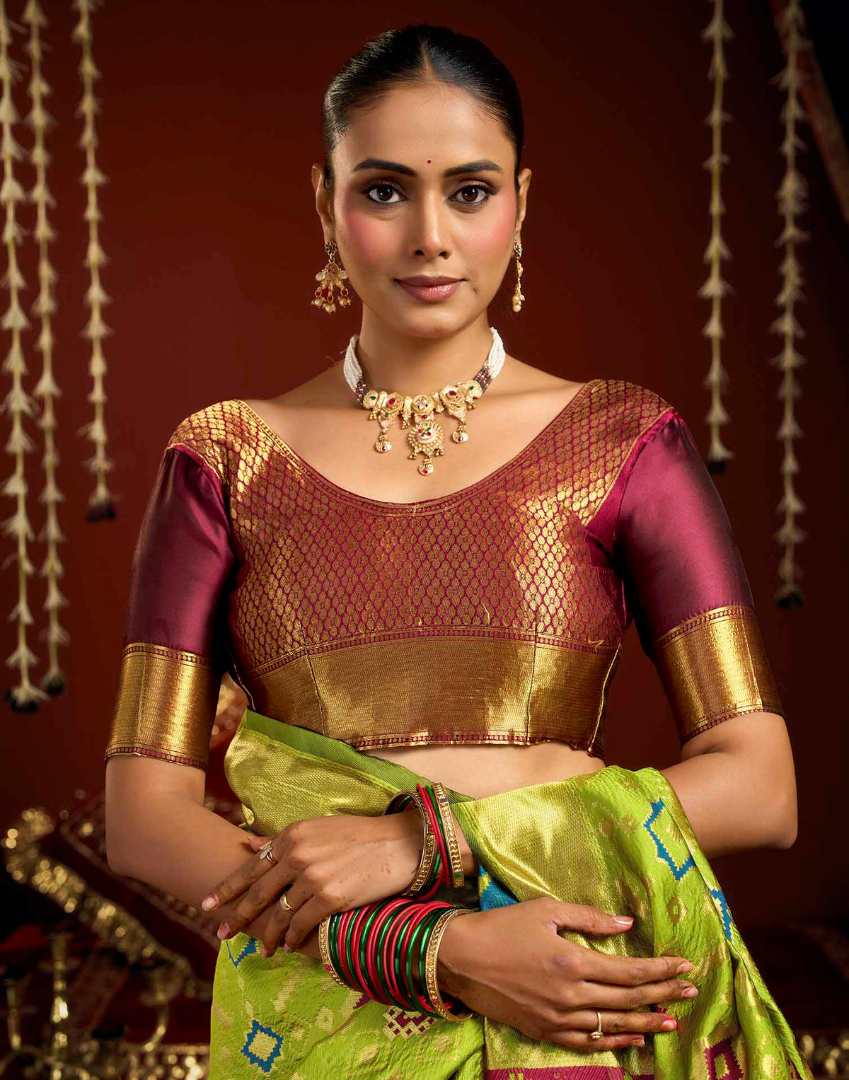 Parrot Green Silk Woven Patola Saree