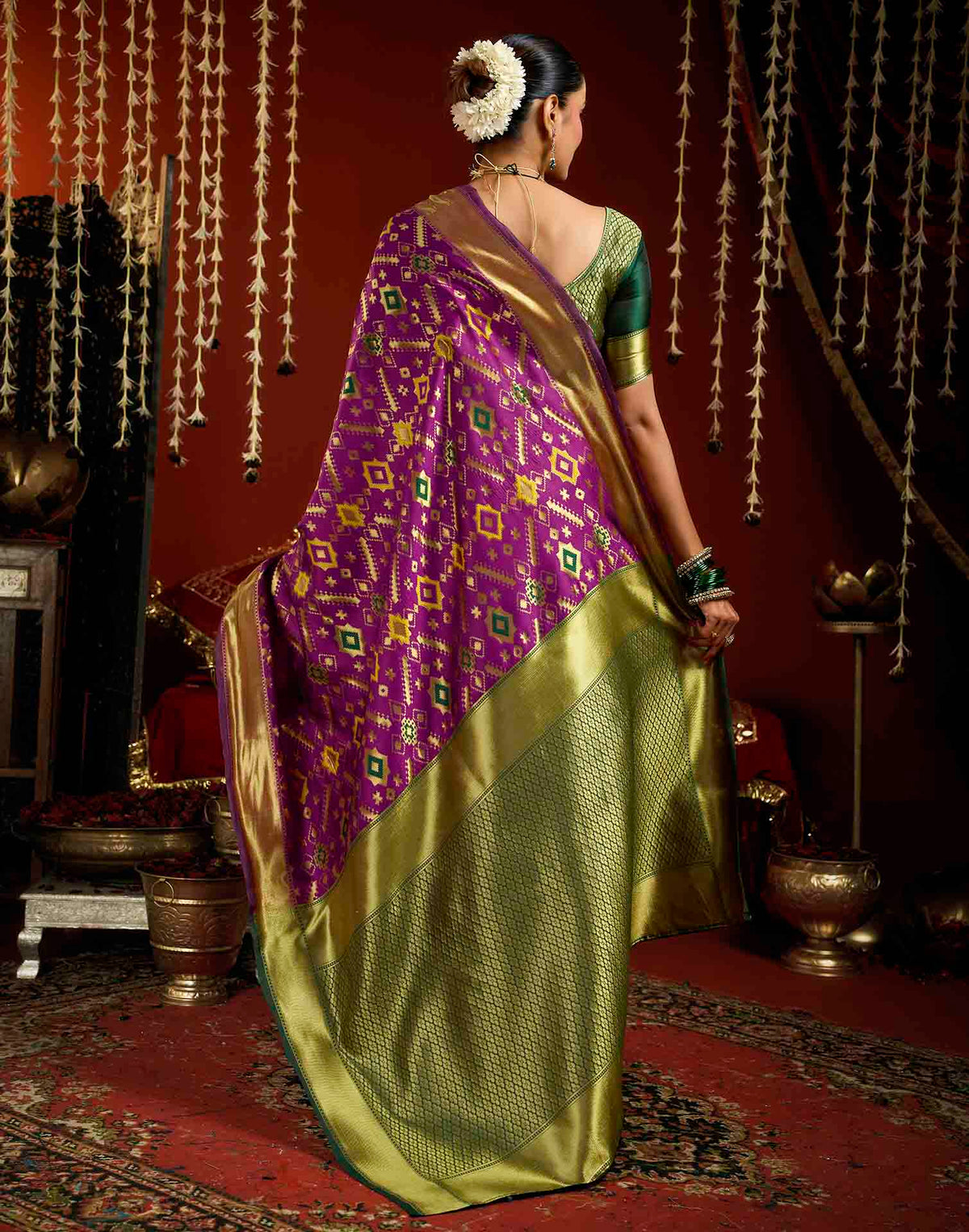 Magenta Silk Woven Patola Saree