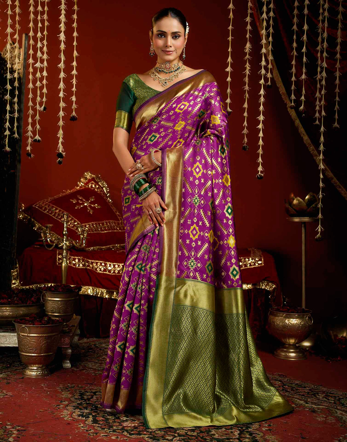 Magenta Silk Woven Patola Saree