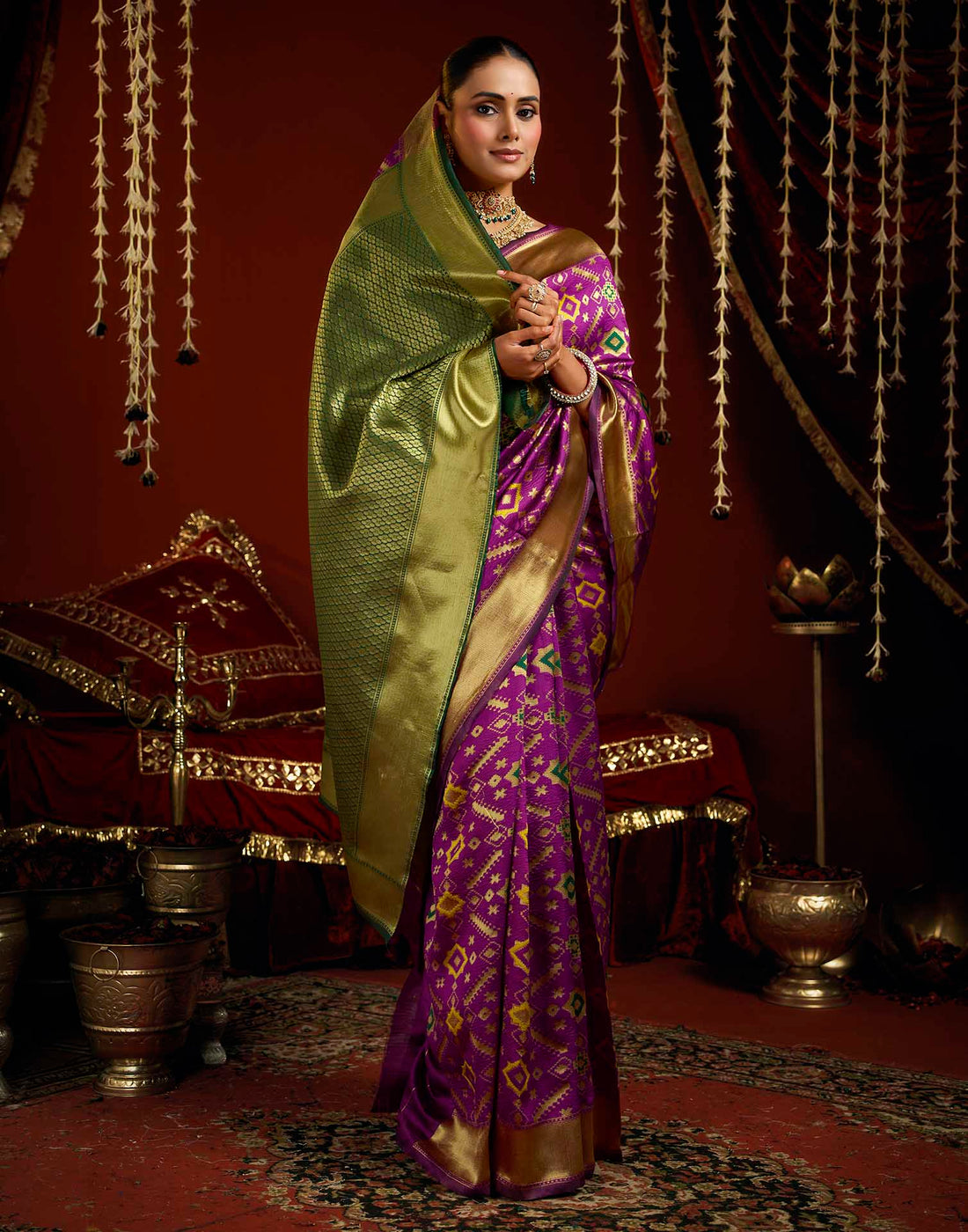 Magenta Silk Woven Patola Saree