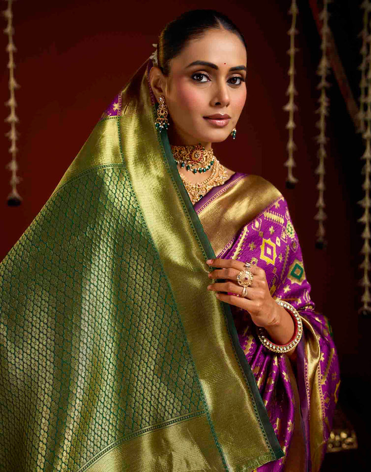 Magenta Silk Woven Patola Saree