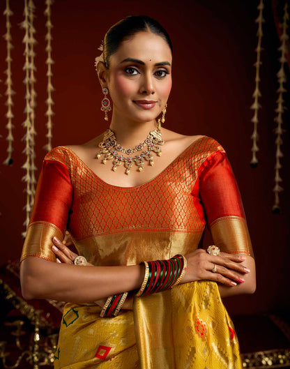 Yellow Silk Woven Patola Saree