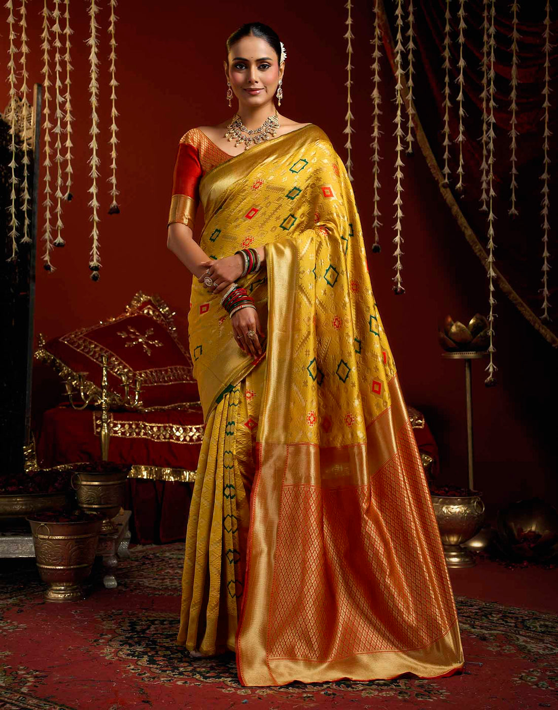Yellow Silk Woven Patola Saree