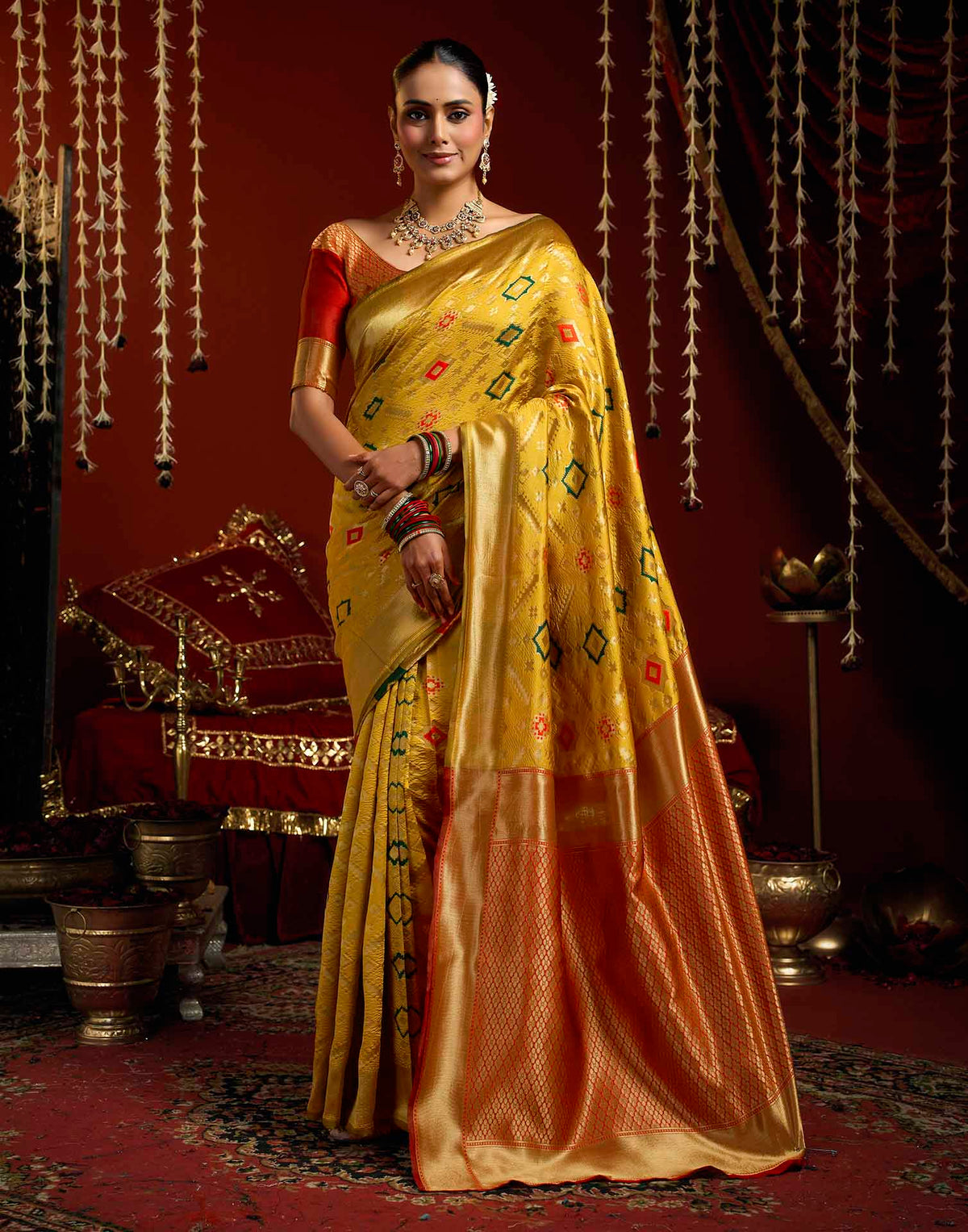 Yellow Silk Woven Patola Saree