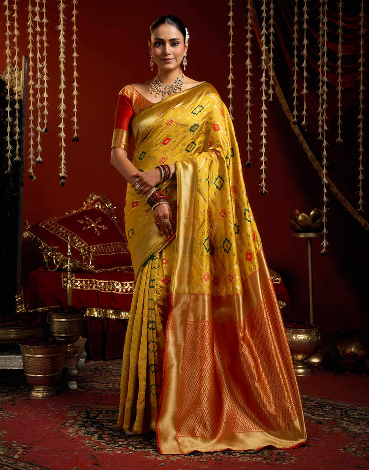Yellow Silk Woven Patola Saree