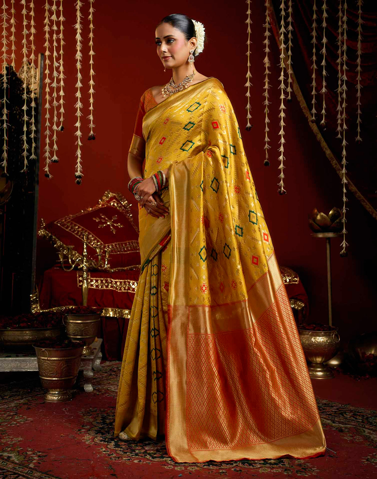 Yellow Silk Woven Patola Saree