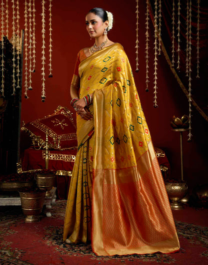 Yellow Silk Woven Patola Saree