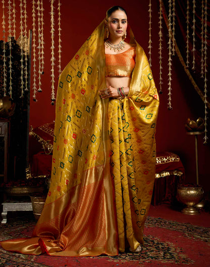 Yellow Silk Woven Patola Saree