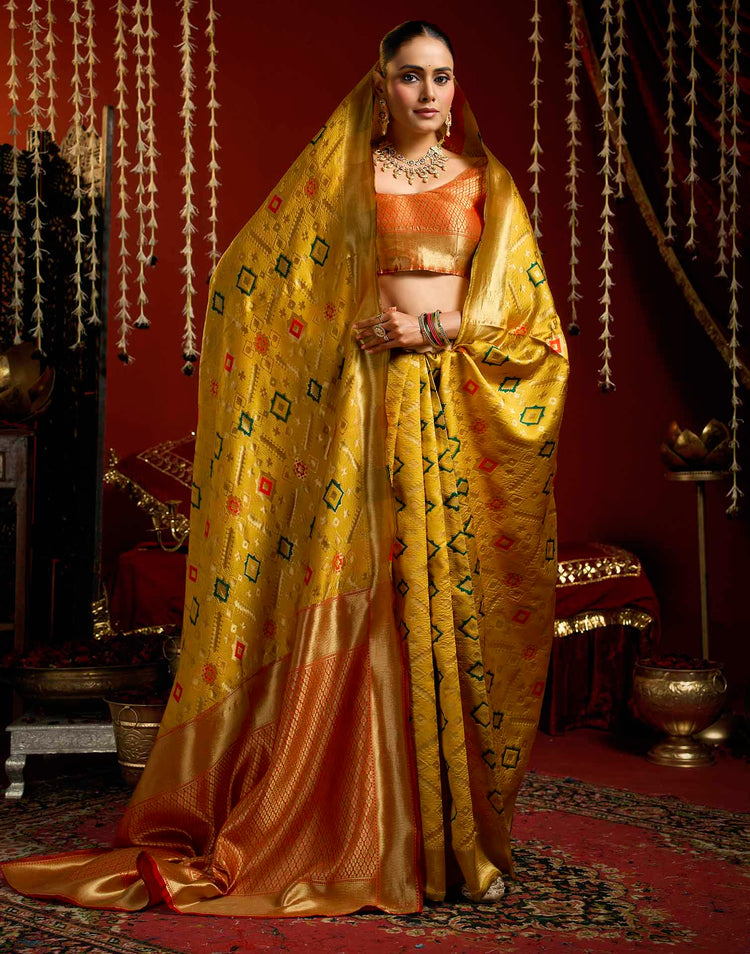 Yellow Silk Woven Patola Saree