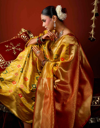 Yellow Silk Woven Patola Saree