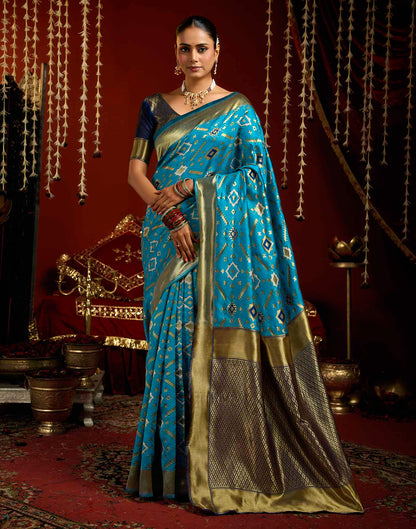 Blue Silk Woven Patola Saree