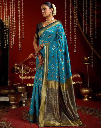 Blue Silk Woven Patola Saree