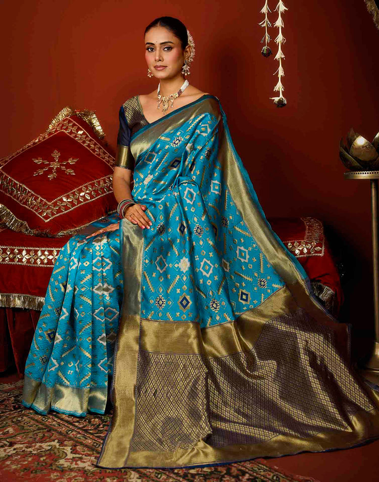 Blue Silk Woven Patola Saree