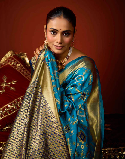Blue Silk Woven Patola Saree