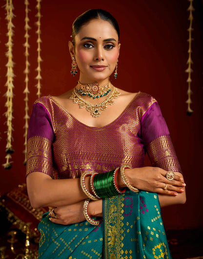 Teal Blue Silk Woven Patola Saree