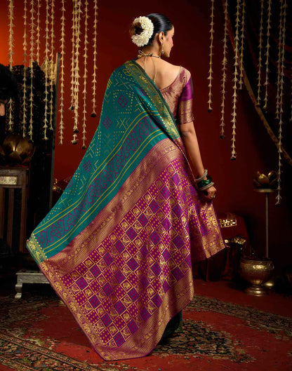 Teal Blue Silk Woven Patola Saree