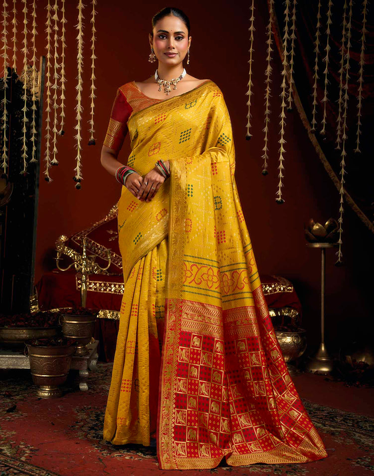 Yellow Silk Woven Patola Saree