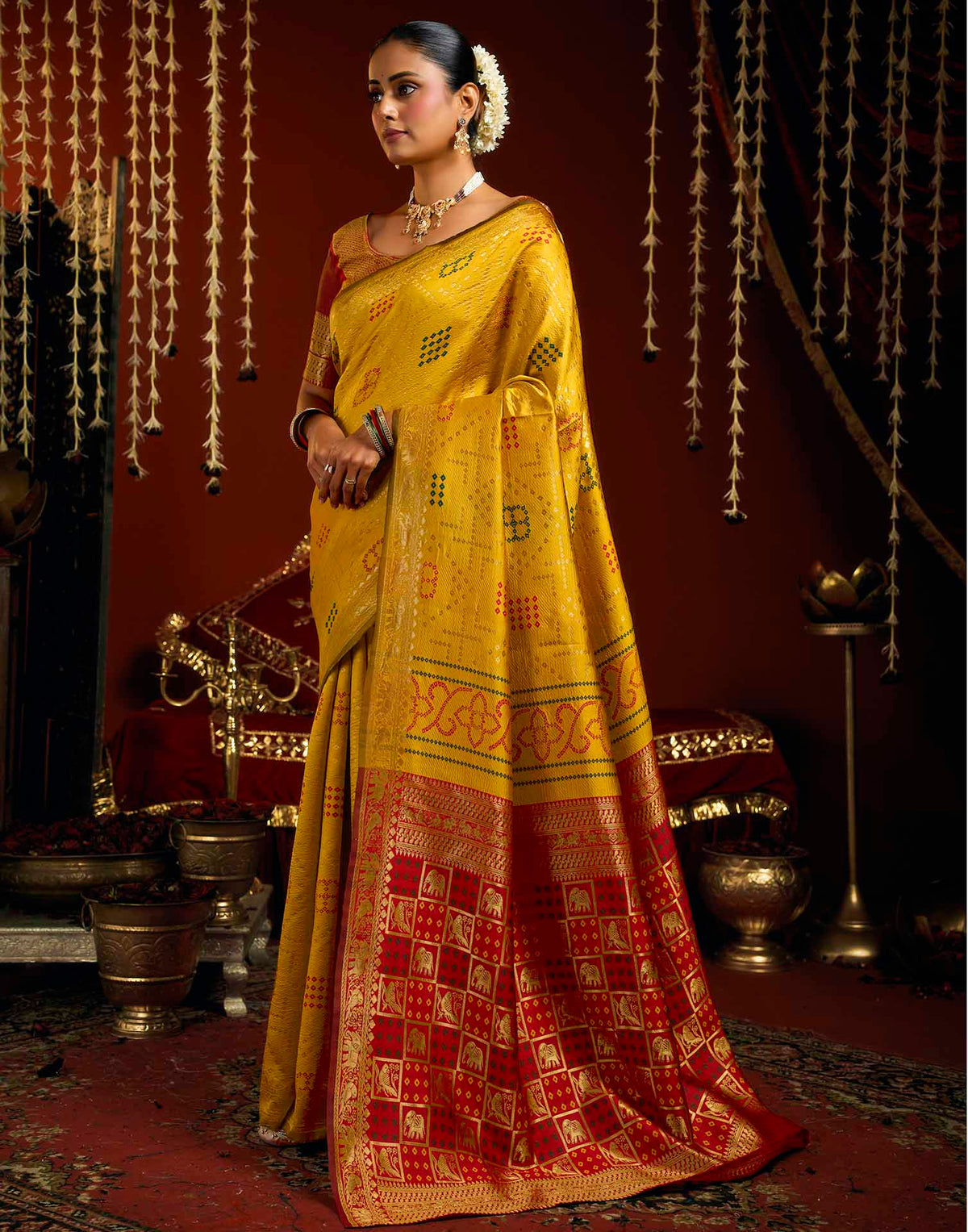 Yellow Silk Woven Patola Saree