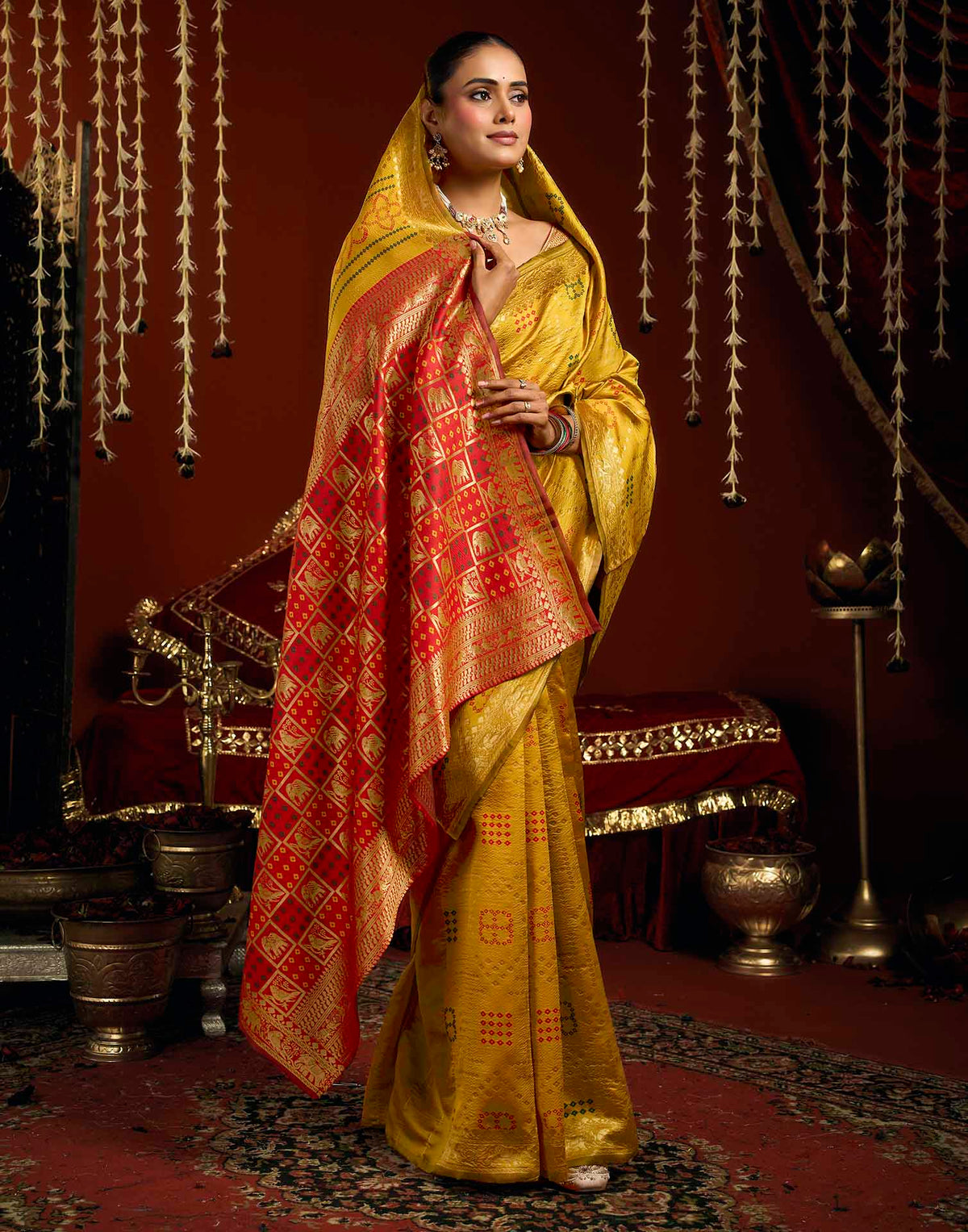 Yellow Silk Woven Patola Saree