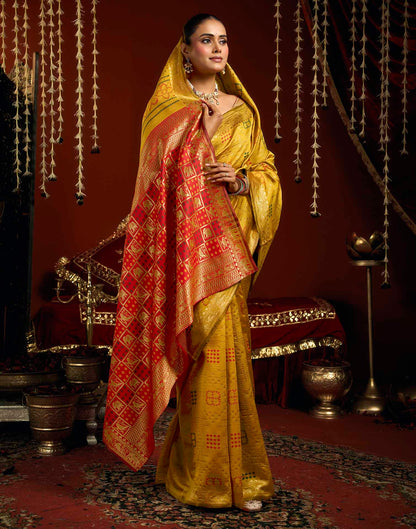 Yellow Silk Woven Patola Saree