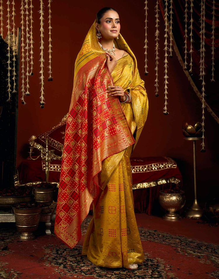 Yellow Silk Woven Patola Saree