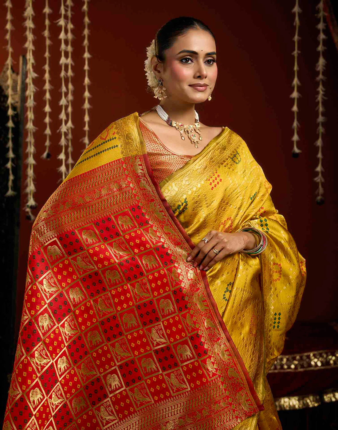 Yellow Silk Woven Patola Saree