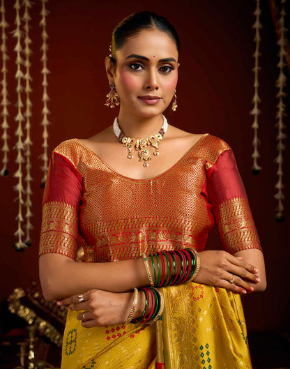 Yellow Silk Woven Patola Saree
