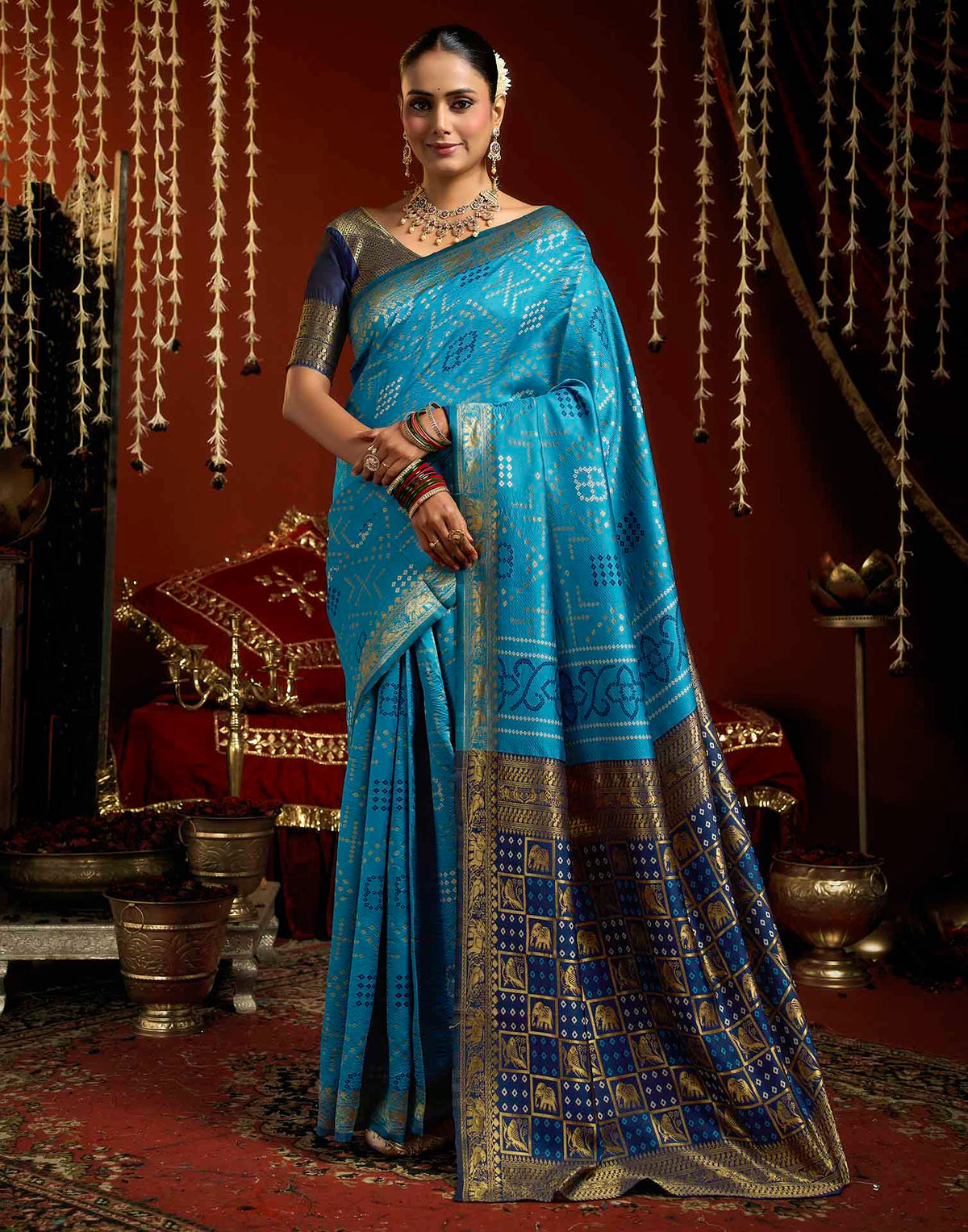 Blue Silk Woven Patola Saree