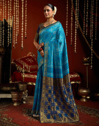 Blue Silk Woven Patola Saree