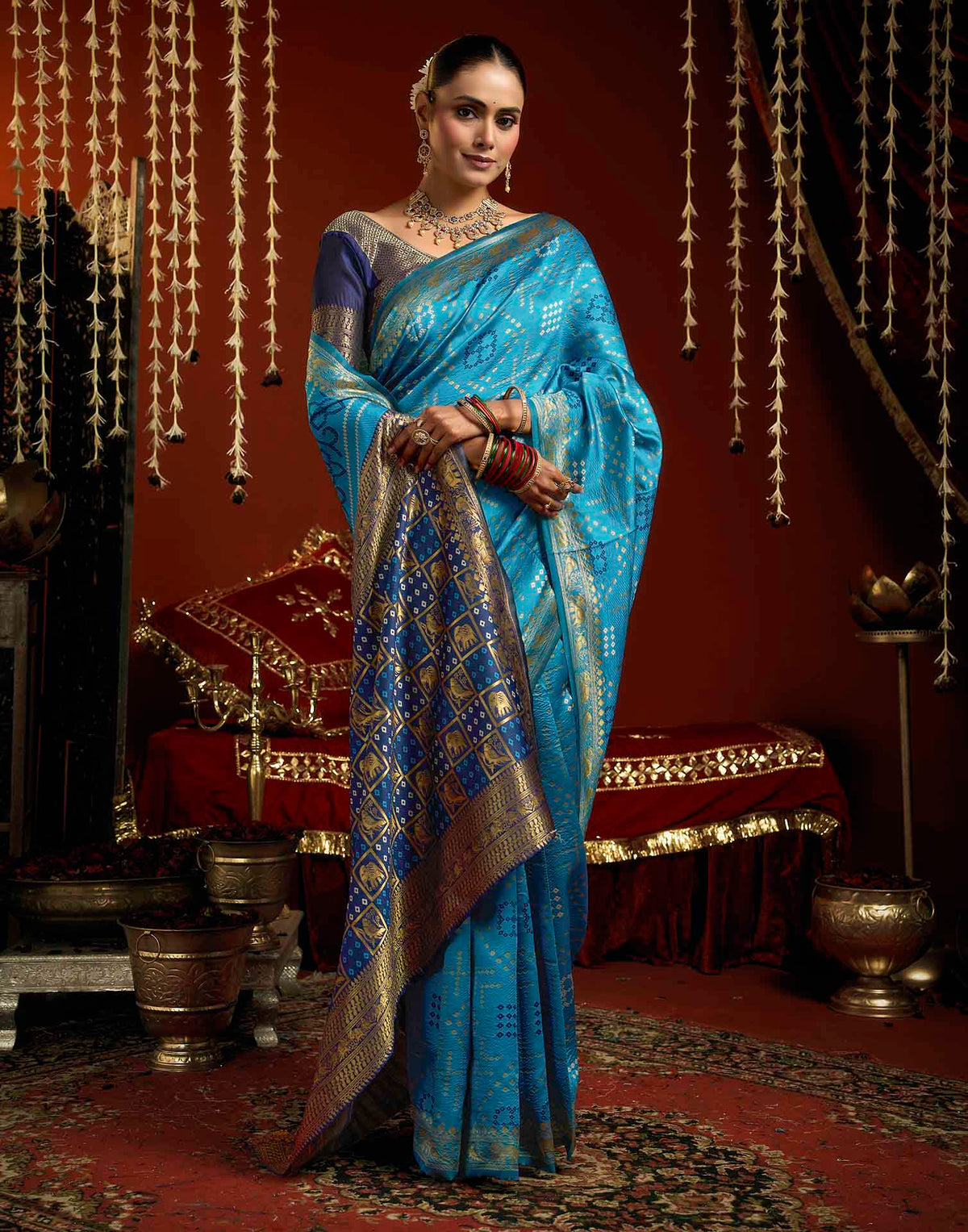 Blue Silk Woven Patola Saree