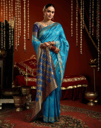 Blue Silk Woven Patola Saree