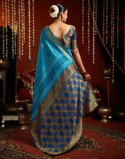 Blue Silk Woven Patola Saree