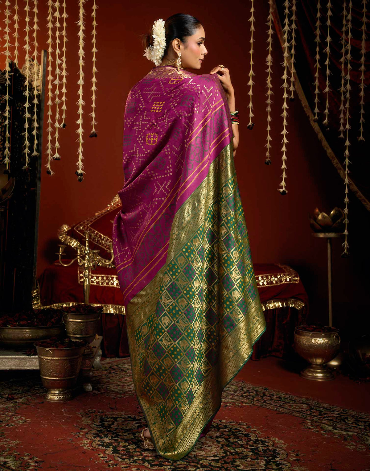 Magenta Silk Woven Patola Saree