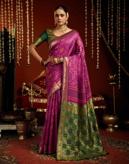Magenta Silk Woven Patola Saree