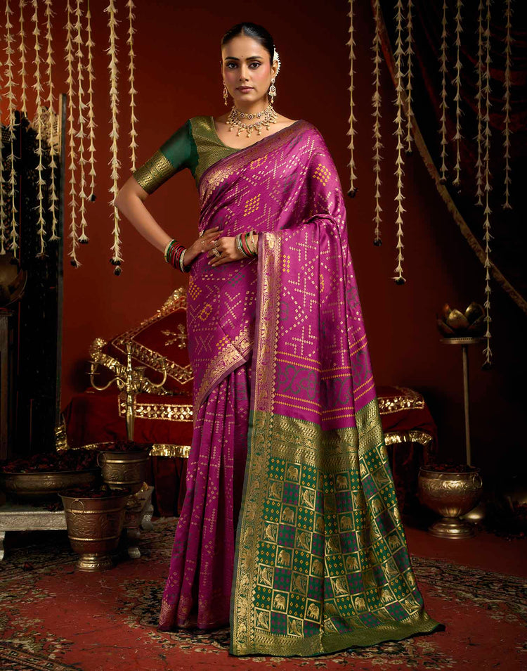 Magenta Silk Woven Patola Saree