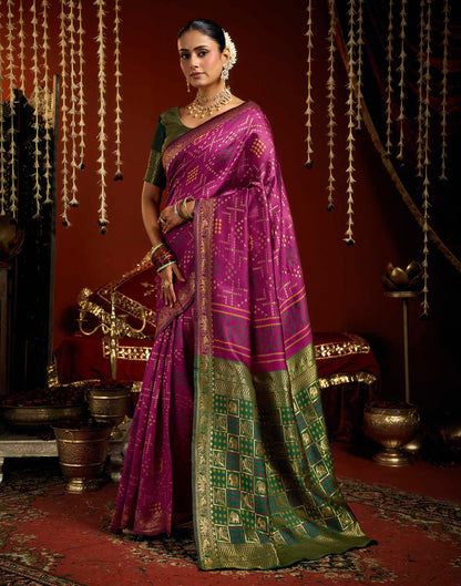 Magenta Silk Woven Patola Saree