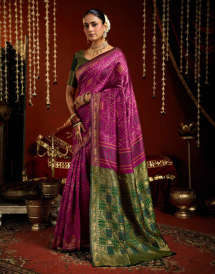 Magenta Silk Woven Patola Saree