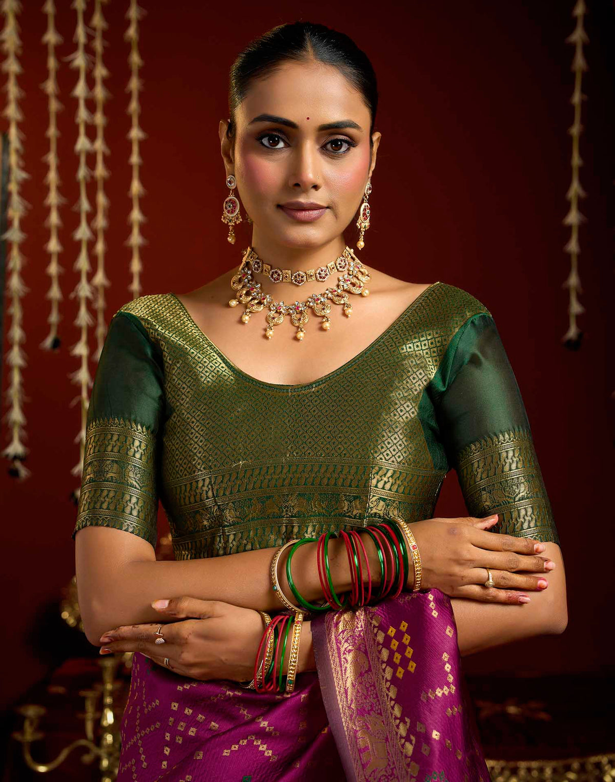 Magenta Silk Woven Patola Saree