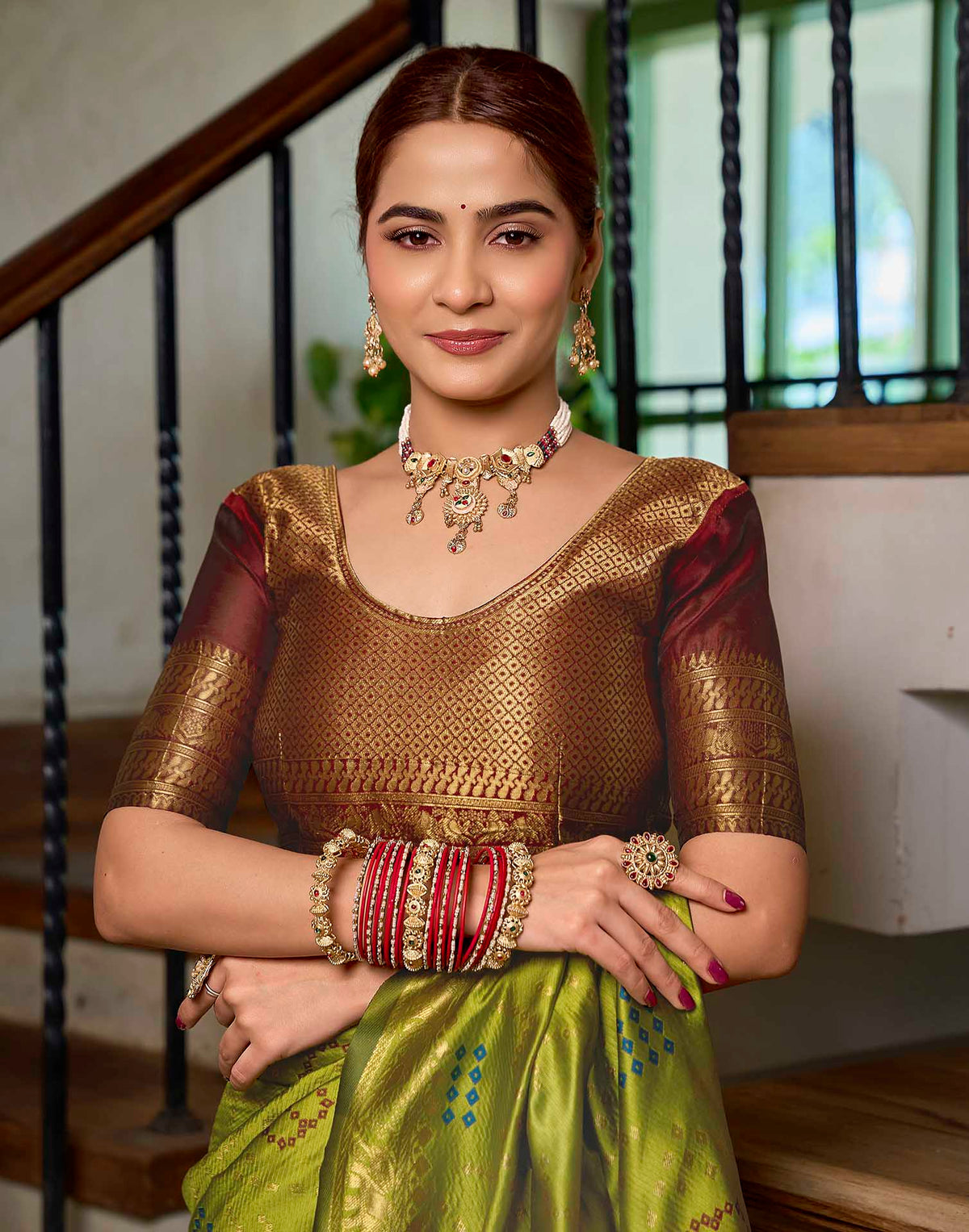 Parrot Green Silk Woven Patola Saree