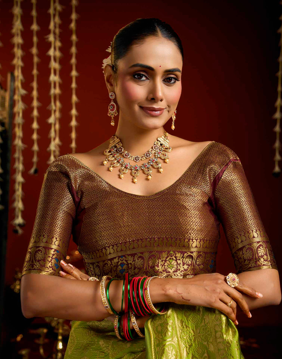 Parrot Green Silk Woven Patola Saree
