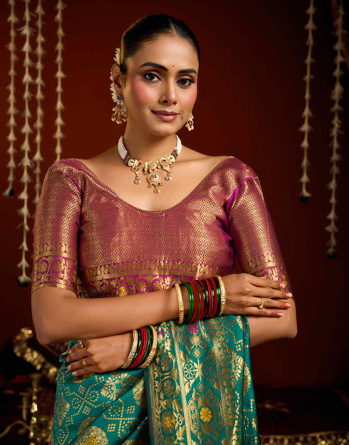 Teal Blue Silk Woven Patola Saree