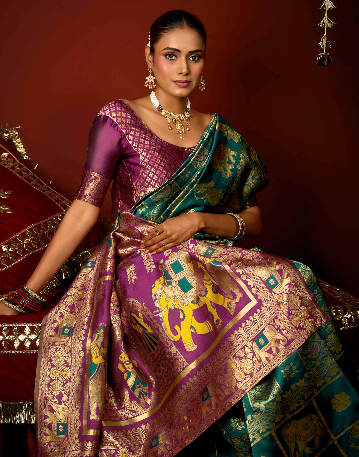 Teal Blue Silk Woven Patola Saree