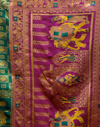 Teal Blue Silk Woven Patola Saree