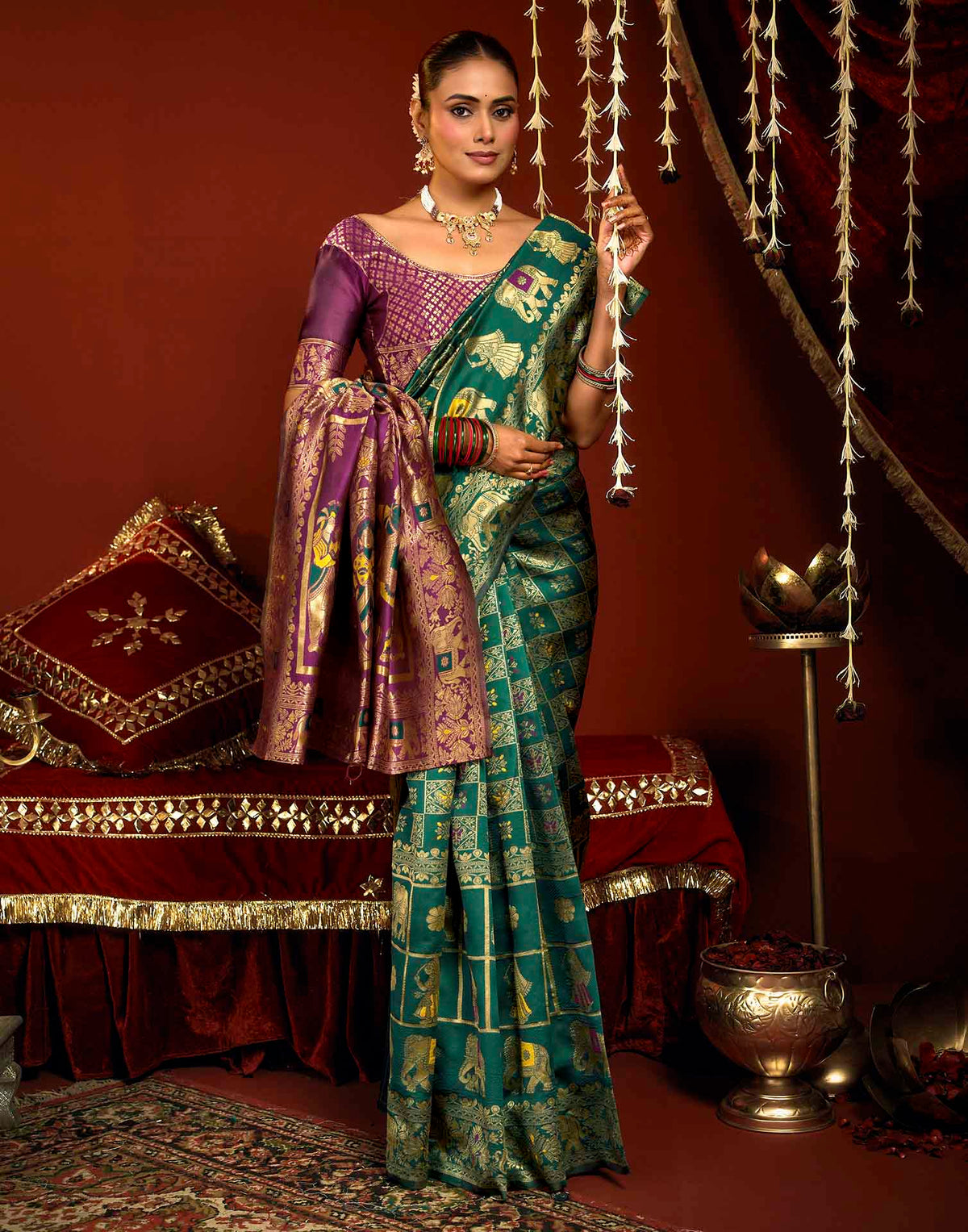 Teal Blue Silk Woven Patola Saree