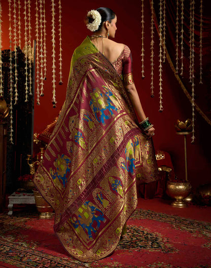 Parrot Green Silk Woven Patola Saree