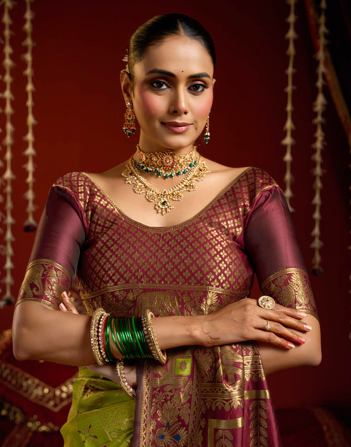 Parrot Green Silk Woven Patola Saree