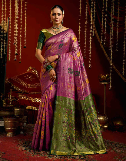Purple Silk Woven Banarasi Saree