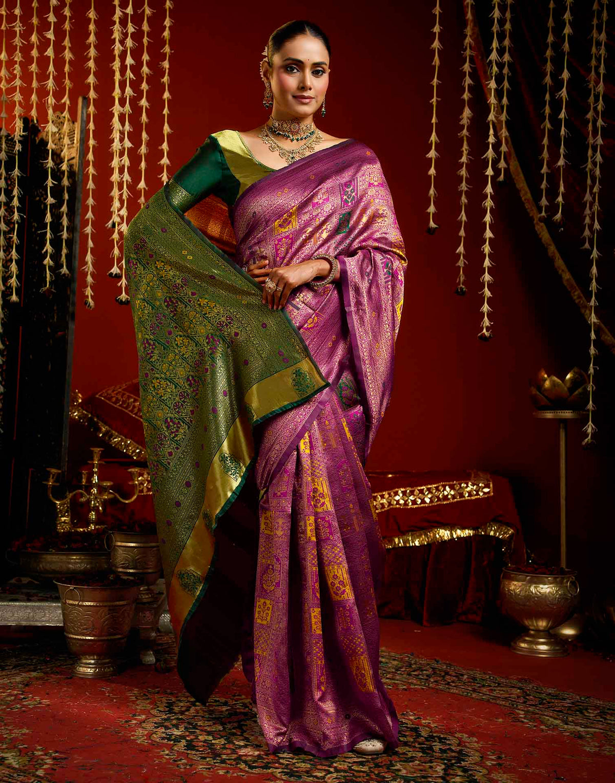 Purple Silk Woven Banarasi Saree