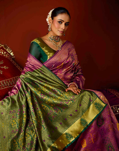 Purple Silk Woven Banarasi Saree