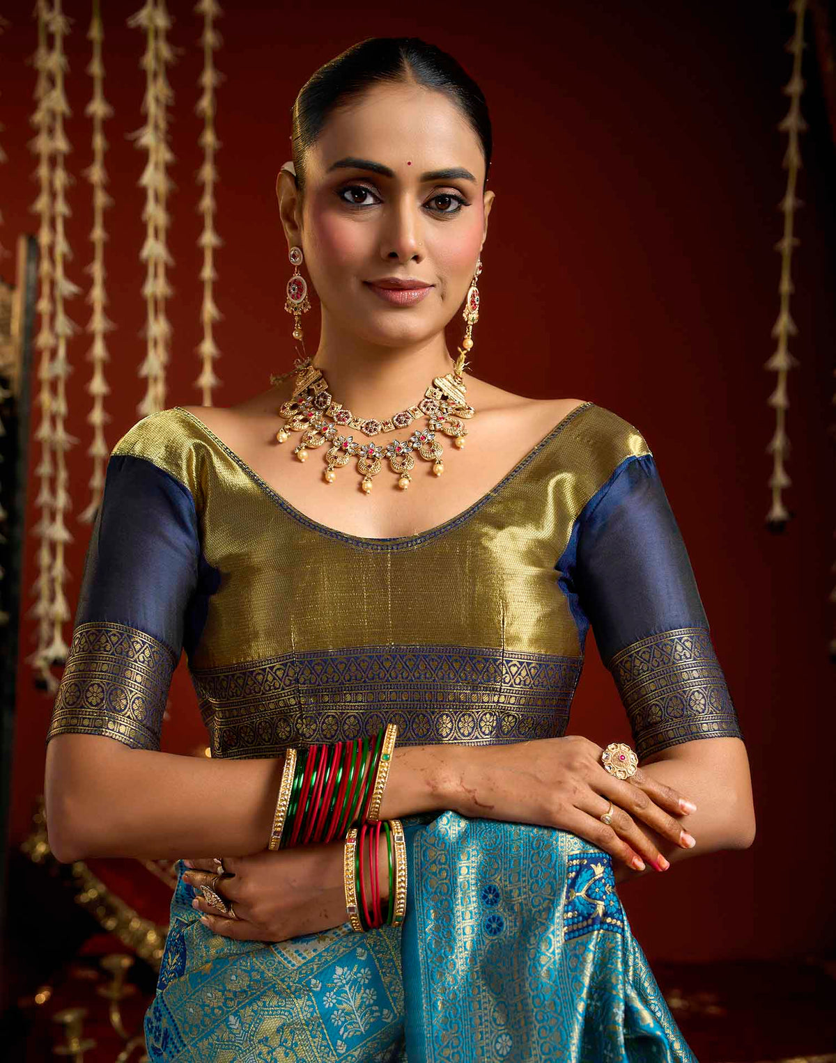 Sky Blue Silk Woven Banarasi Saree